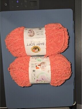 Lion Brand Baby Soft Boucle Yarn "Coral"  2 skeins